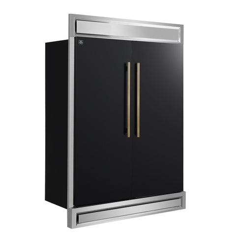 Forno Maderno 2-28-Inch Wide Convertible Refrigerator/Freezer in Black, Decorative Trim, 27.2 cu.ft, 84-Inch High, ENERGY STAR Certified