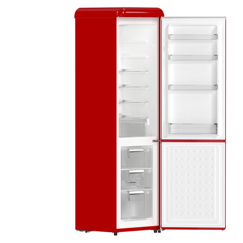 Forno Storico 22-Inch Retro bottom freezer Fridge in Red, 9 cu.ft, silver handle