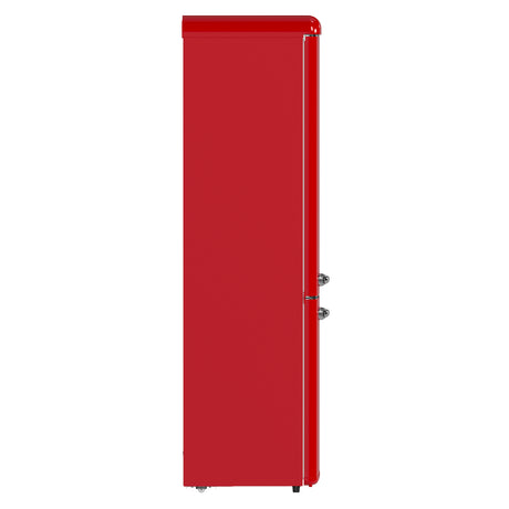 Forno Storico 22-Inch Retro bottom freezer Fridge in Red, 9 cu.ft, silver handle