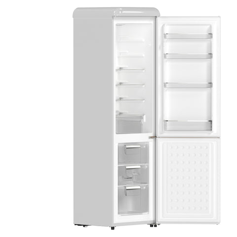 Forno Storico 22-Inch Retro bottom freezer Fridge in White, 9 cu.ft, copper-tone handle
