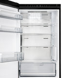 Custodia 24" Bottom Freezer, 10.3 cf., Left Swing, Ice Maker, Total No frost, Black, Antique Brass handles
