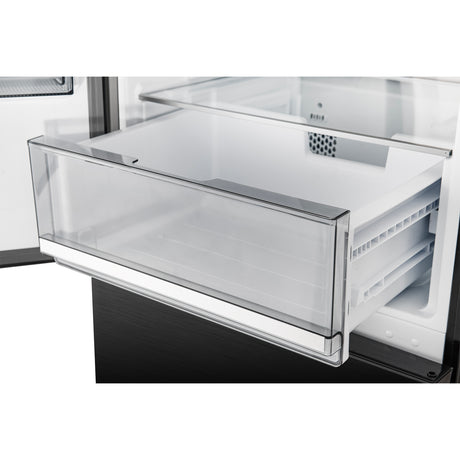 Custodia 24" Bottom Freezer, 10.3 cf., Left Swing, Ice Maker, Total No frost, Black, Antique Brass handles