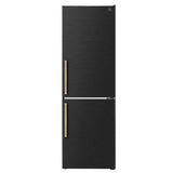 Custodia 24" Bottom Freezer, 10.3 cf., Right Swing, Total No frost, Black, Antique Brass handles
