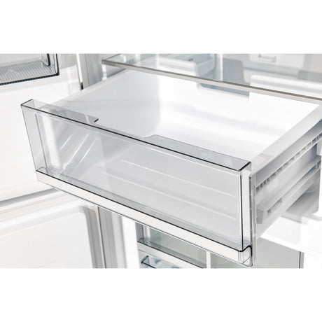 Custodia 24" Bottom Freezer, 10.3 cf., Left Swing, Ice Maker, Total No frost, White, Antique Brass handles
