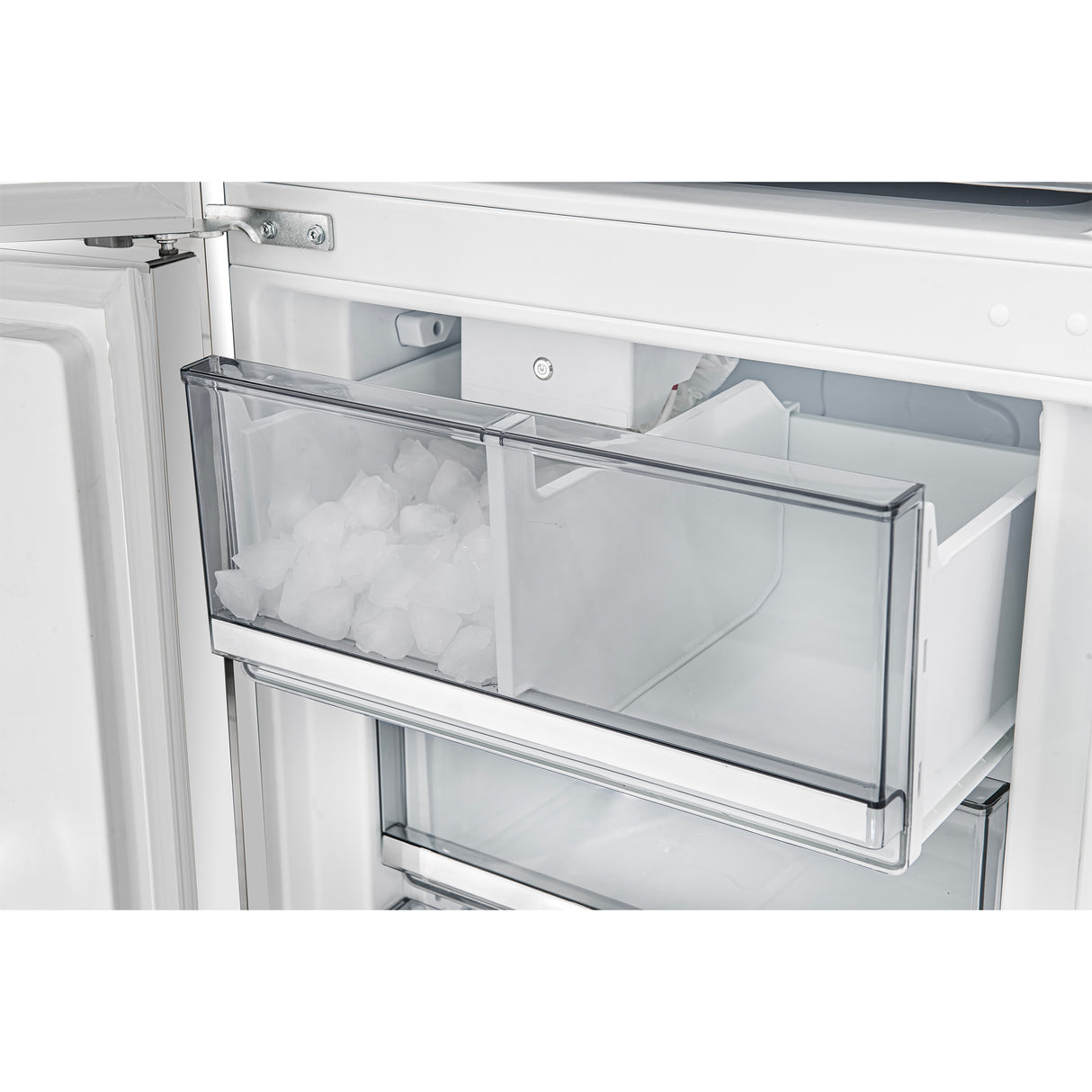 Custodia 24" Bottom Freezer, 10.3 cf., Left Swing, Ice Maker, Total No frost, White, Antique Brass handles