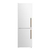 Custodia 24" Bottom Freezer, 10.3 cf., Left Swing, Ice Maker, Total No frost, White, Antique Brass handles