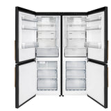 Custodia 48" Bottom Freezer combo, 20.6 cf., Ice Maker, Total No frost, Black, Antique Brass handles