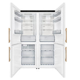 Custodia 48" Bottom Freezer combo, 20.6 cf., Ice Maker, Total No frost, White, Antique Brass handles