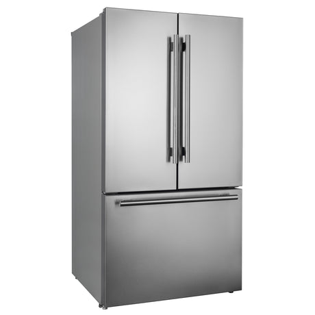 Forno Rivello 36 Inch French Door Refrigerator in Stainless Steel, Internal Water Dispenser, Filtered Ice, Adjustable Shelves, Energy Star Certified