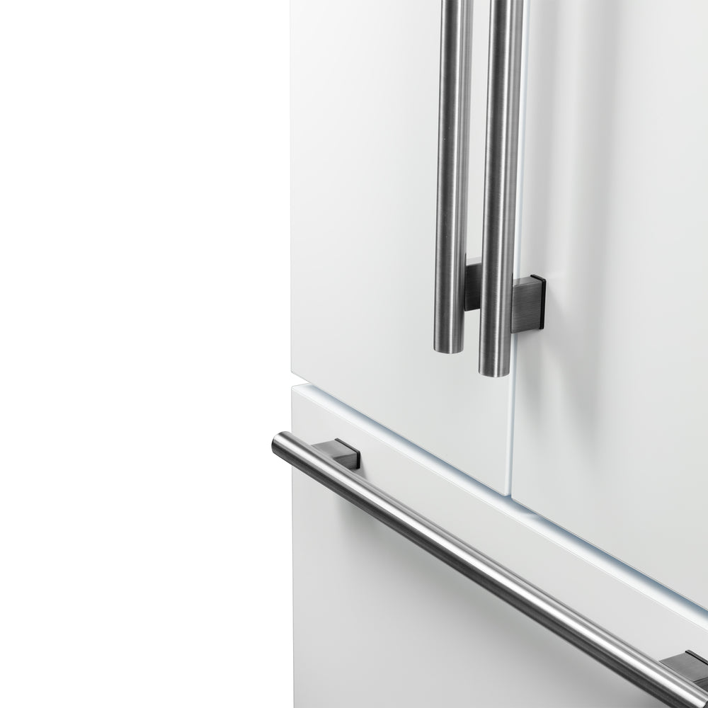 Forno Rivello 36 Inch French Door Refrigerator in White with Antique Brass, Internal Water Dispenser, Filtered Ice, Adjustable Shelves, Energy Star Certified