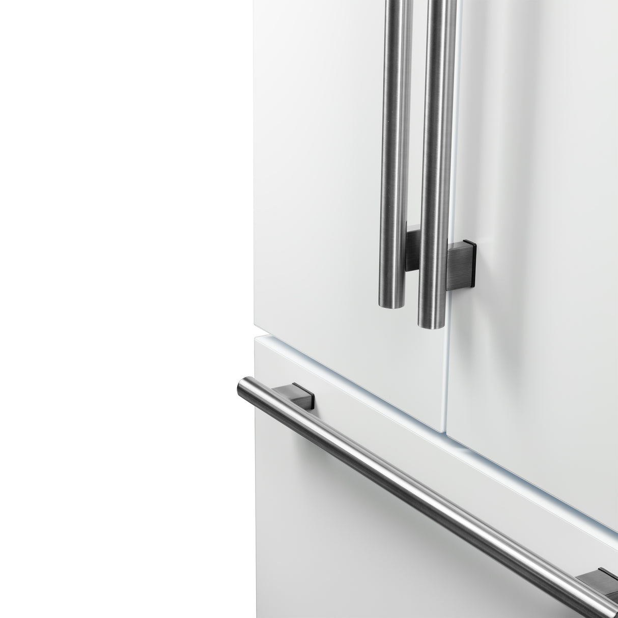 Forno Rivello 36 Inch French Door Refrigerator in White with Antique Brass, Internal Water Dispenser, Filtered Ice, Adjustable Shelves, Energy Star Certified