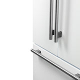 Forno Rivello 36 Inch French Door Refrigerator in White with Antique Brass, Internal Water Dispenser, Filtered Ice, Adjustable Shelves, Energy Star Certified