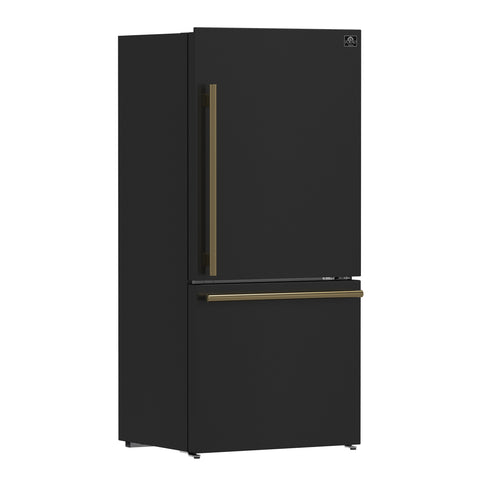 Forno Milano Espresso 31-Inch Bottom Freezer Refrigerator, Black, 17.2 cu.ft Capacity, Energy Efficient