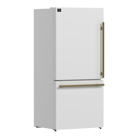 Forno Milano 2-Piece 62-Inch Freestanding Dual Bottom Freezer Refrigerator, White – 34.4 cu.ft, Touch Control, Ice Maker