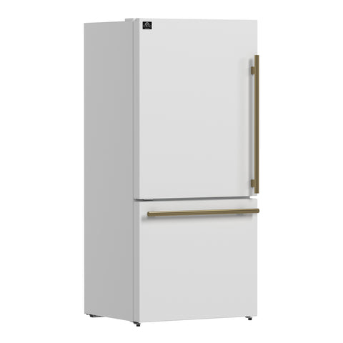 Forno Milano 2-Piece 62-Inch Freestanding Dual Bottom Freezer Refrigerator, White – 34.4 cu.ft, Touch Control, Ice Maker