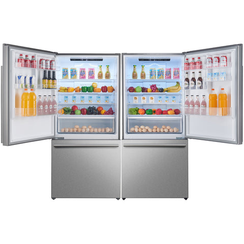 Forno Milano 2-Piece 62-Inch Freestanding Dual Bottom Freezer Refrigerator, Stainless Steel – 34.4 cu.ft, Touch Control, Ice Maker