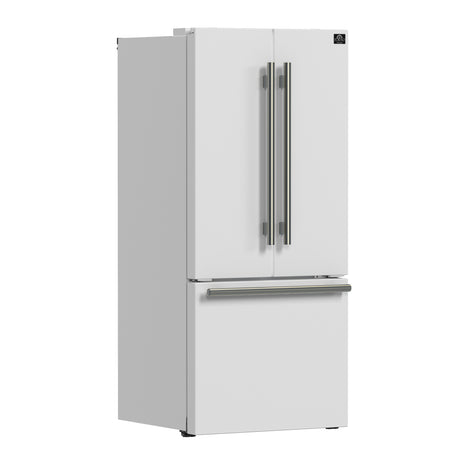 Forno Gallipoli Espresso 30-Inch White French Door Refrigerator, Bottom Freezer, 17.5 Cu. Ft., No Frost, Ice Maker