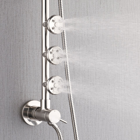 Forno Acqua AcquaSPA Retrofit Shower, Overhead Rainfall Shower, Handheld Shower Head, Body Jets, 6 Way Diverter, Brushed Nickel Finish, 2.5 GPM Flow Rate
