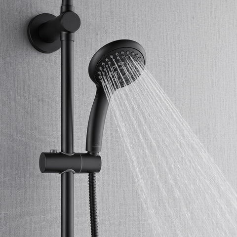 Forno Acqua AcquaSPA Retrofit Shower, Overhead Rainfall, 8 Inch Shower Head, Handheld Shower Head, Body Jets, 6 Way Diverter, Matte Black Finish, 2.5 GPM Flow Rate