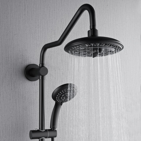 Forno Acqua AcquaSPA Retrofit Shower, Overhead Rainfall, 8 Inch Shower Head, Handheld Shower Head, Body Jets, 6 Way Diverter, Matte Black Finish, 1.8 GPM Flow Rate