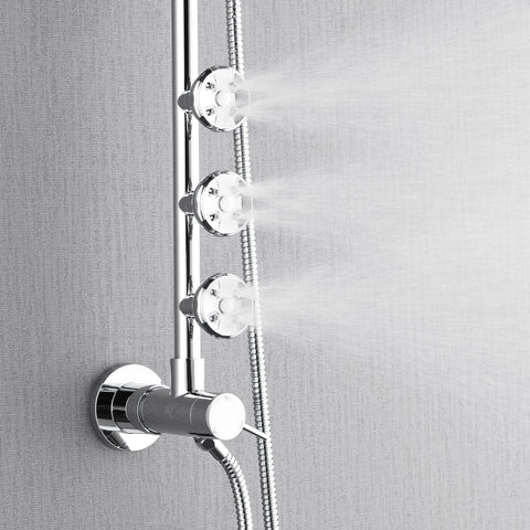 Forno Acqua AcquaSPA Retrofit Shower, Overhead Rainfall, 8 Inch Shower Head, Handheld Shower Head, Body Jets, 6 Way Diverter, Polished Stainless Steel Finish, 1.8 GPM Flow Rate