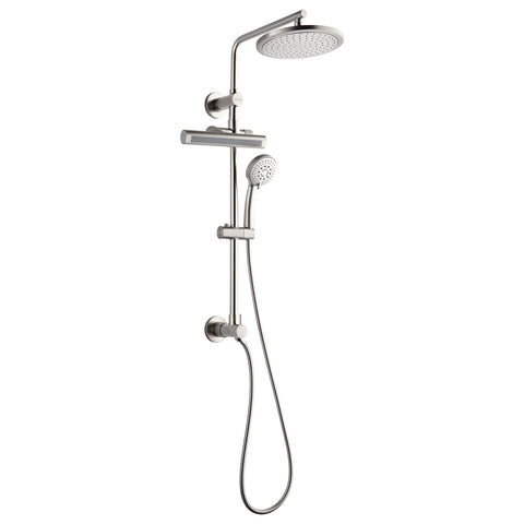 Forno Acqua AcquaFALL Shower, Brushed Nickel Finish, Overhead Rainfall Shower, Handheld Shower Head, Body Jets, 1.8 GPM Flow Rate