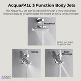 Forno Acqua AcquaFALL Shower, Polished Stainless Steel Finish, Overhead Rainfall Shower, Handheld Shower Head, Body Jets, 2.5 GPM Flow Rate