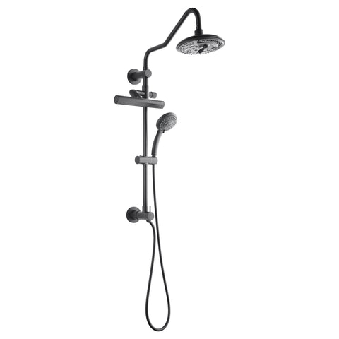 Forno Acqua AcquaFALL Shower, Matte Black Finish, Overhead Rainfall Shower, 7 Way Diverter, Handheld Shower Head, Body Jets, 1.8 GPM Flow Rate