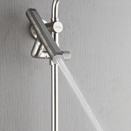 Forno Acqua AcquaFALL Shower, Brushed Nickel Finish, Overhead Rainfall Shower, 7 Way Diverter, Handheld Shower Head, Body Jets, 1.8 GPM Flow Rate