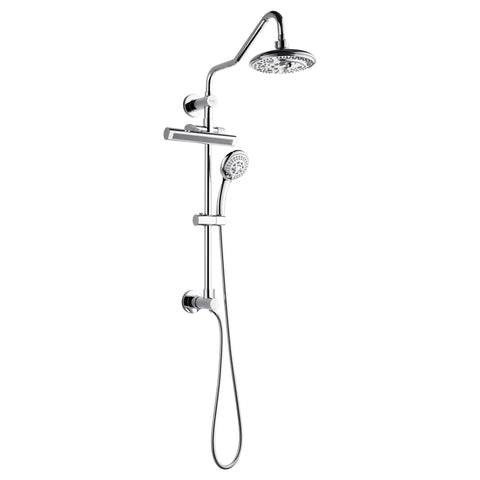 Forno Acqua AcquaFALL Shower, Polished Stainless Steel Finish, Overhead Rainfall Shower, 7 Way Diverter, Handheld Shower Head, Body Jets, 1.8 GPM Flow Rate