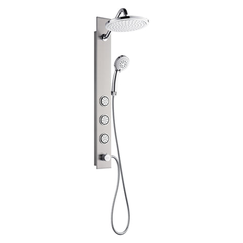 Forno Acqua AcquaSPA Shower Panel in Stainless Steel, Overhead Rainfall Shower, Handheld Shower Head, Body Jets, 1.8 GPM Flow Rate