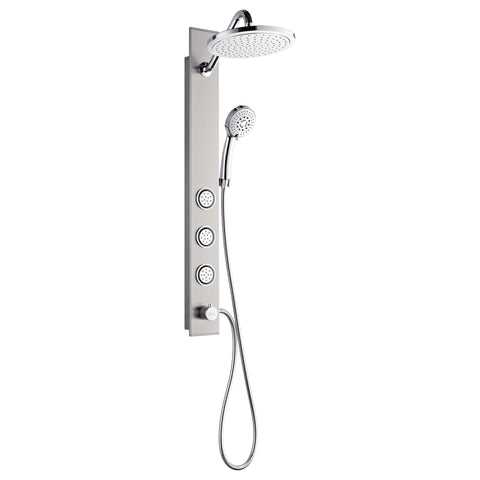 Forno Acqua AcquaSPA Shower Panel with SensoTemp, Stainless Steel, Overhead Rainfall Shower, Handheld Shower Head, Body Jets, 1.8 GPM Flow Rate