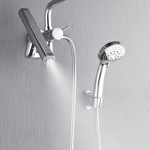 Forno Acqua AcquaFALL Mini Shower Head, Polished Stainless Steel Finish, Overhead Rainfall Shower, 7 Way Diverter, Handheld Shower Head, Body Jets, 2.5 GPM Flow Rate