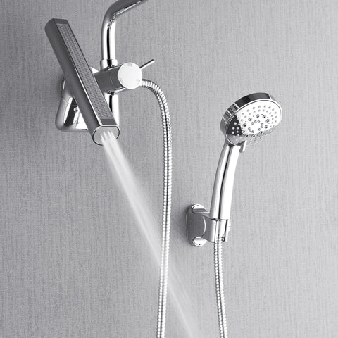 Forno Acqua AcquaFALL Mini Shower Head, Polished Stainless Steel Finish, Overhead Rainfall Shower, 7 Way Diverter, Handheld Shower Head, Body Jets, 2.5 GPM Flow Rate