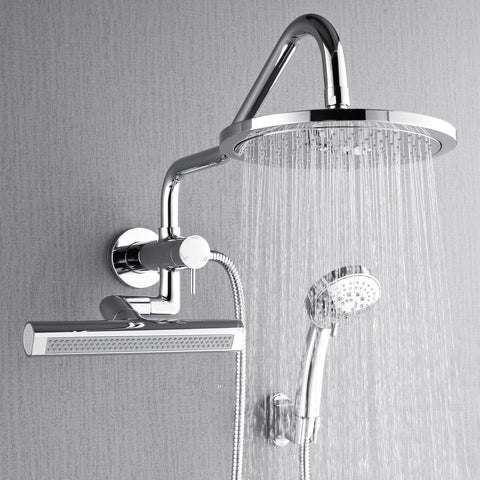 Forno Acqua AcquaFALL Mini Shower Head, Polished Stainless Steel Finish, Overhead Rainfall Shower, 7 Way Diverter, Handheld Shower Head, Body Jets, 2.5 GPM Flow Rate