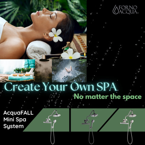 Forno Acqua AcquaFALL Mini 8 Inch Shower Head, Brushed Nickel Finish, Overhead Rainfall Shower, Handheld Shower Head, Body Jets, 2.5 GPM Flow Rate