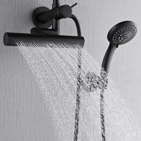 Forno Acqua AcquaFALL Mini 8 Inch Shower Head, Matte Black Finish, Overhead Rainfall Shower, Handheld Shower Head, Body Jets, 1.8 GPM Flow Rate