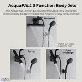 Forno Acqua AcquaFALL Mini 8 Inch Shower Head, Matte Black Finish, Overhead Rainfall Shower, Handheld Shower Head, Body Jets, 2.5 GPM Flow Rate