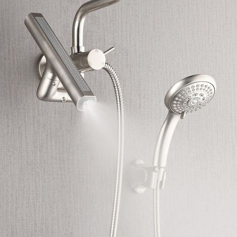 Forno Acqua AcquaFALL Mini 8 Inch Shower Head, Brushed Nickel Finish, Overhead Rainfall Shower, Handheld Shower Head, Body Jets, 2.5 GPM Flow Rate