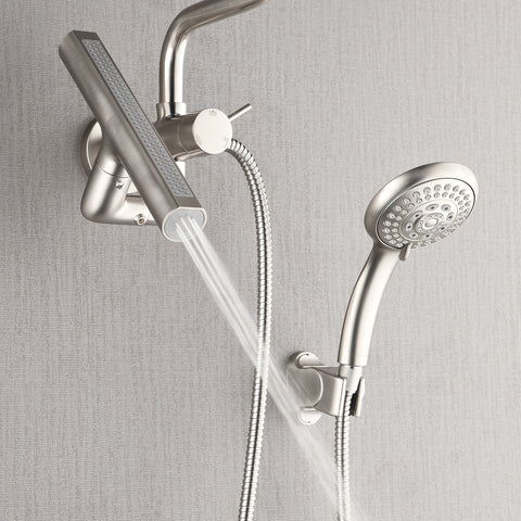 Forno Acqua AcquaFALL Mini 8 Inch Shower Head, Brushed Nickel Finish, Overhead Rainfall Shower, Handheld Shower Head, Body Jets, 2.5 GPM Flow Rate