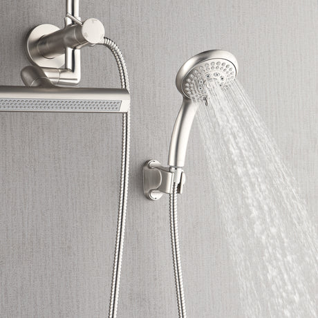Forno Acqua AcquaFALL Mini 8 Inch Shower Head, Brushed Nickel Finish, Overhead Rainfall Shower, Handheld Shower Head, Body Jets, 1.8 GPM Flow Rate