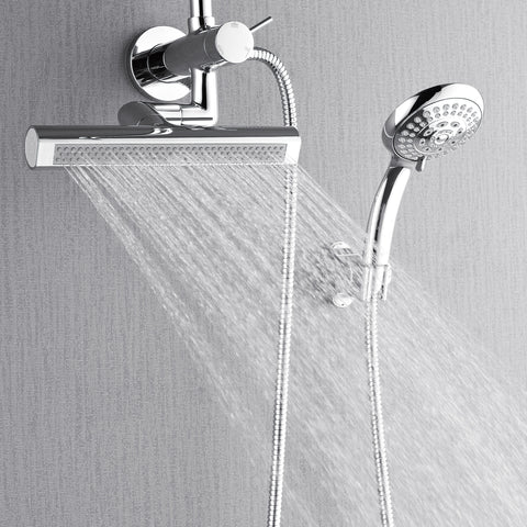 Forno Acqua AcquaFALL Mini 8 Inch Shower Head, Polished Stainless Steel Finish, Overhead Rainfall Shower, Handheld Shower Head, Body Jets, 1.8 GPM Flow Rate