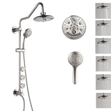Forno Acqua AcquaSPA Retrofit Shower, Overhead Rainfall, 8 Inch Shower Head, Handheld Shower Head, Body Jets, 6 Way Diverter, Brushed Nickel Finish, 2.5 GPM Flow Rate