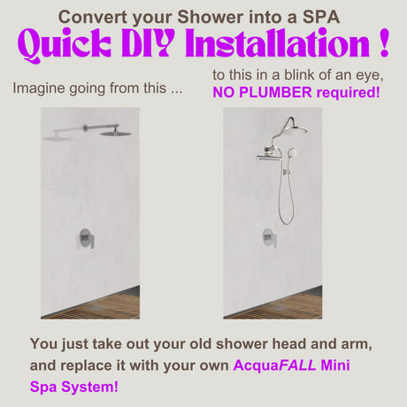 Forno Acqua AcquaFALL Mini Shower Head, Brushed Nickel Finish, Overhead Rainfall Shower, 7 Way Diverter, Handheld Shower Head, Body Jets, 1.8 GPM Flow Rate