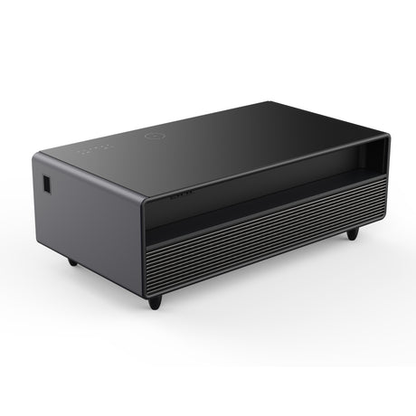 Forno Evoluto Tavolo 51-Inch Black Smart Coffee Table – Dual Refrigerator Drawers, Bluetooth 5.0 Audio, Wireless Charging & RGB Ambient Light