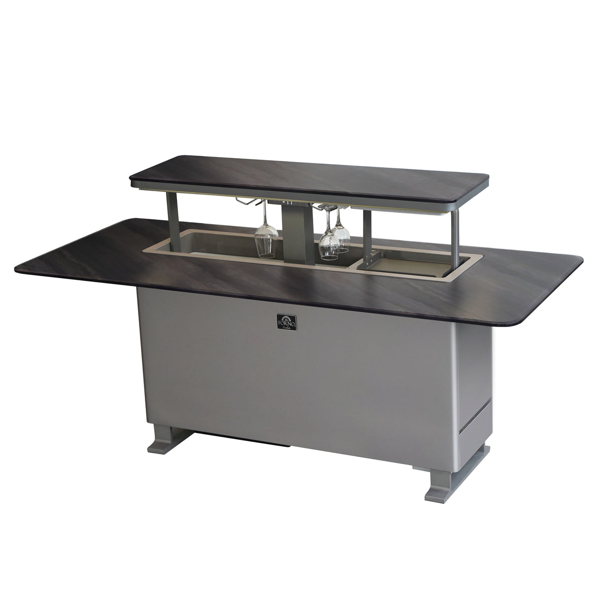 Elevato Smart Bar Table, Midnight Marble, 5.3 cu.ft fridge and freezer with Bluetooth control