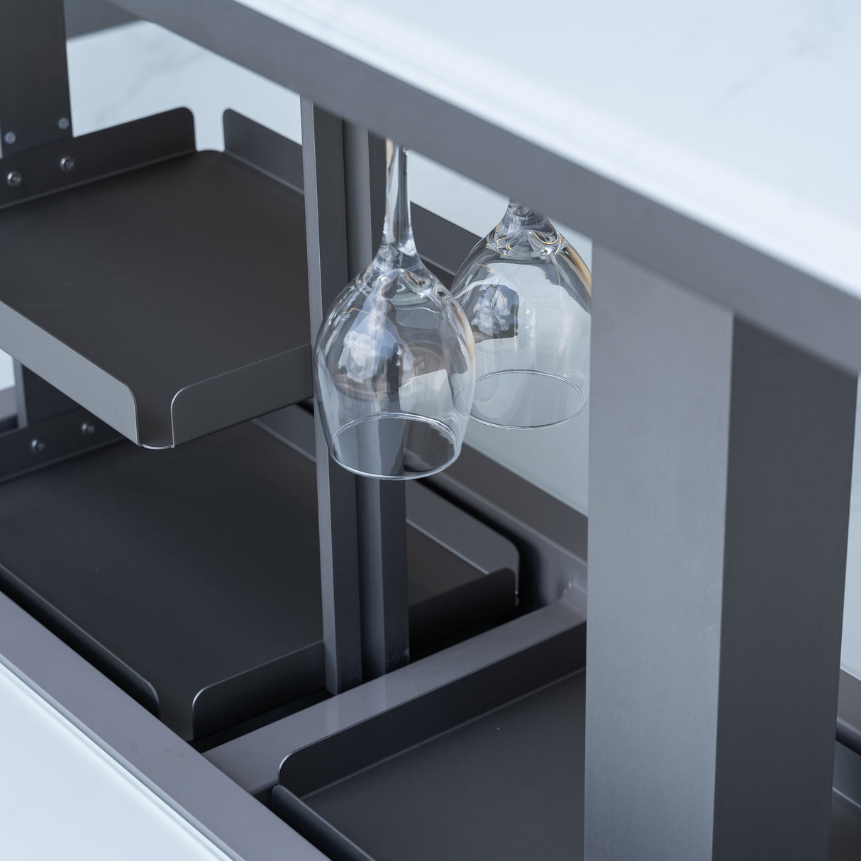 Elevato Smart Bar Table in White, 5.3 cu.ft fridge and freezer with Bluetooth control