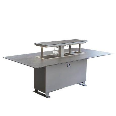 Cinetico Smart Dining Table, Sandstone Black, 5.3 cu.ft fridge and freezer with Bluetooth control