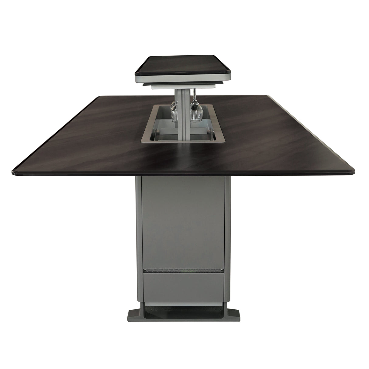 Cinetico Smart Dining Table, Midnight Marble, 5.3 cu.ft fridge and freezer with Bluetooth control