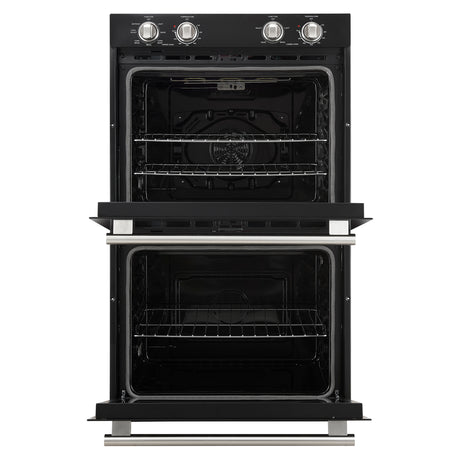 Forno Vomero 30-Inch Double Wall Oven, Black, 10 cu.ft Total Capacity, 7100W Convection, Mechanical Controls, Manuel Steam Clean